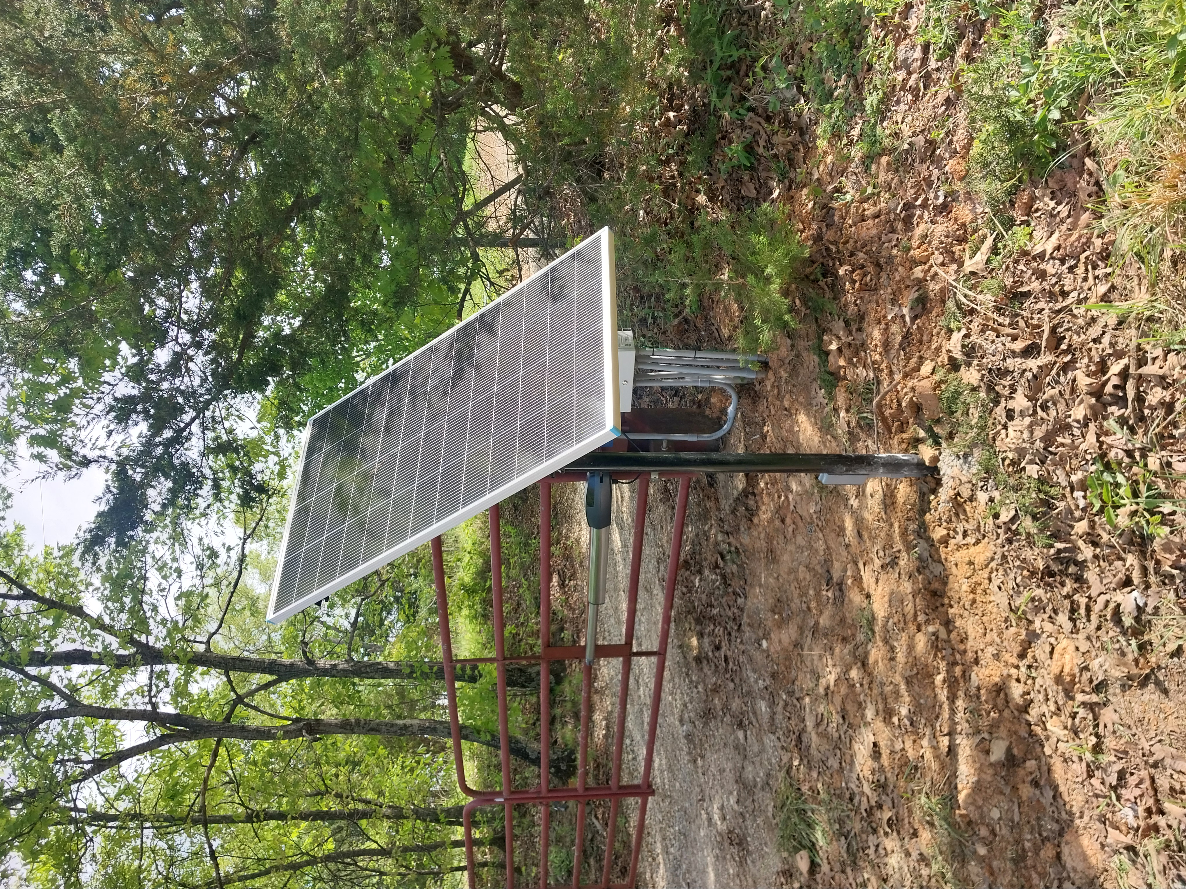 Solar-powered automated gate — Thomas Fence, Fayetteville, Arkansas