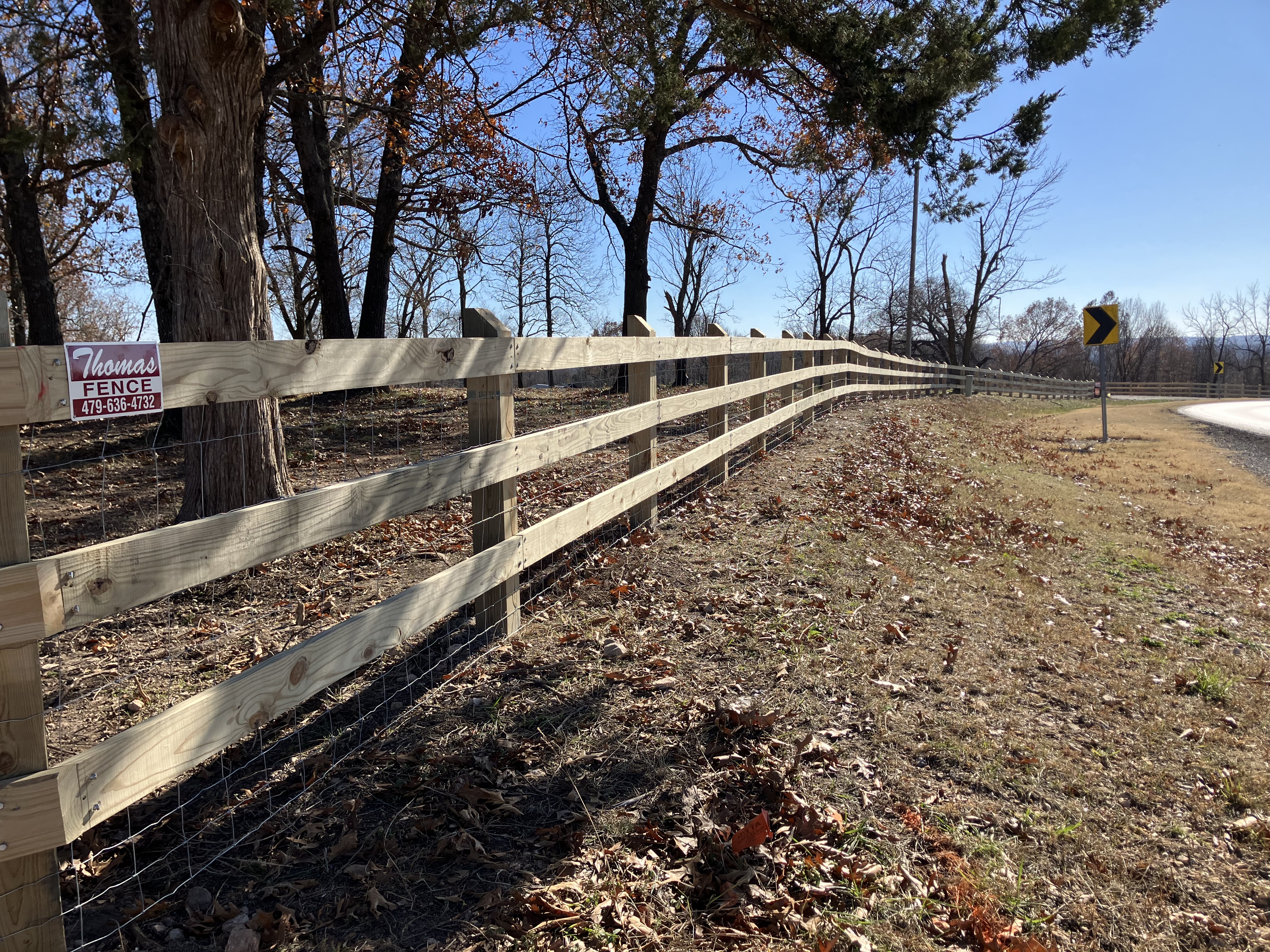 Board fence at rural property — Thomas Fence, Hindsville, Arkansas