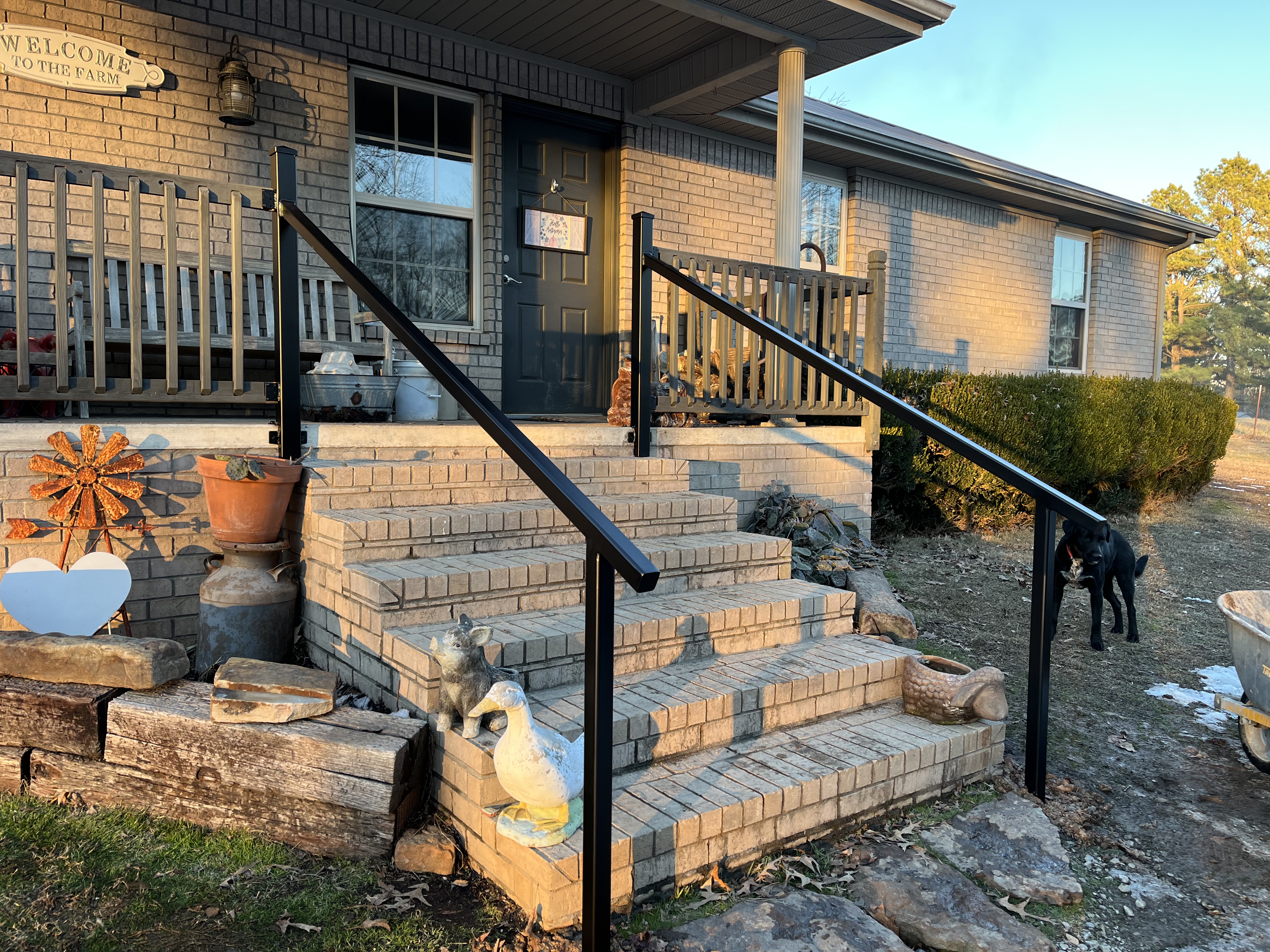 Step handrail installation — Thomas Fence, Fayetteville, Arkansas
