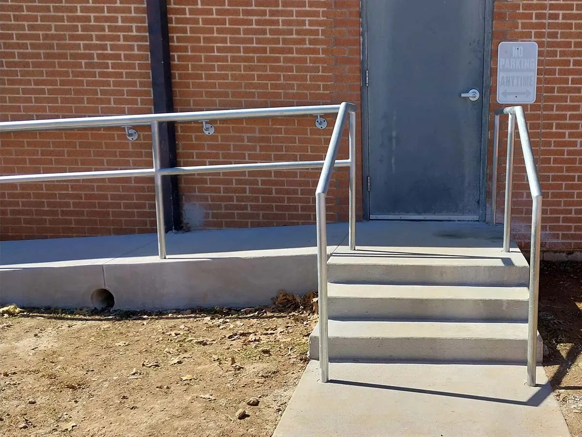 Metal handrail at school — Thomas Fence, Pea Ridge, Arkansas