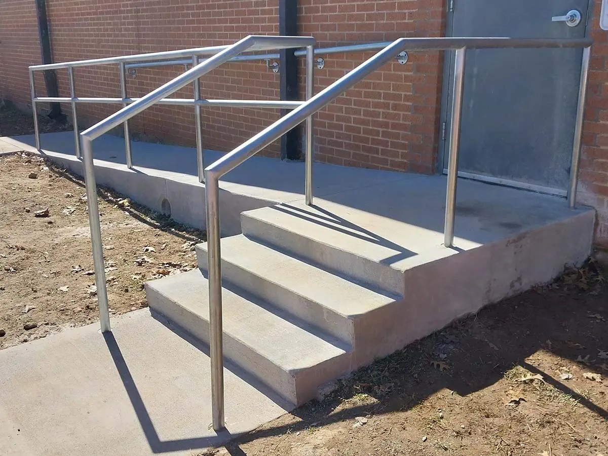 Metal handrail installation — Thomas Fence, Pea Ridge, Arkansas