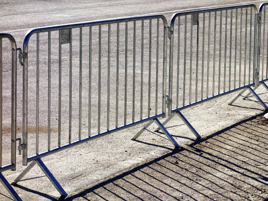 Temporary pedestrian fence panels installed by Thomas Fence in Springdale, Arkansas